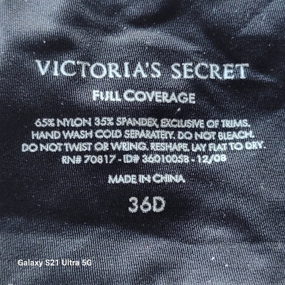 Victoria' Secret Full Coverage Bra Exclusive Of Trims Black Size 36D - Picture 4 of 12